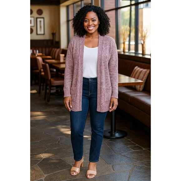 Perfect Cardigan Plus Size Large Cardigan Sweater Knit Open Front Pockets Womens - Picture 7 of 9